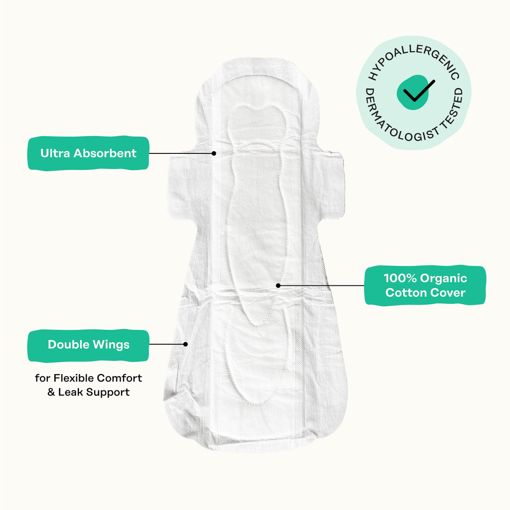 Organic Cotton Cover Cooling Herbal Infusion Heavy Flow Overnight Pads