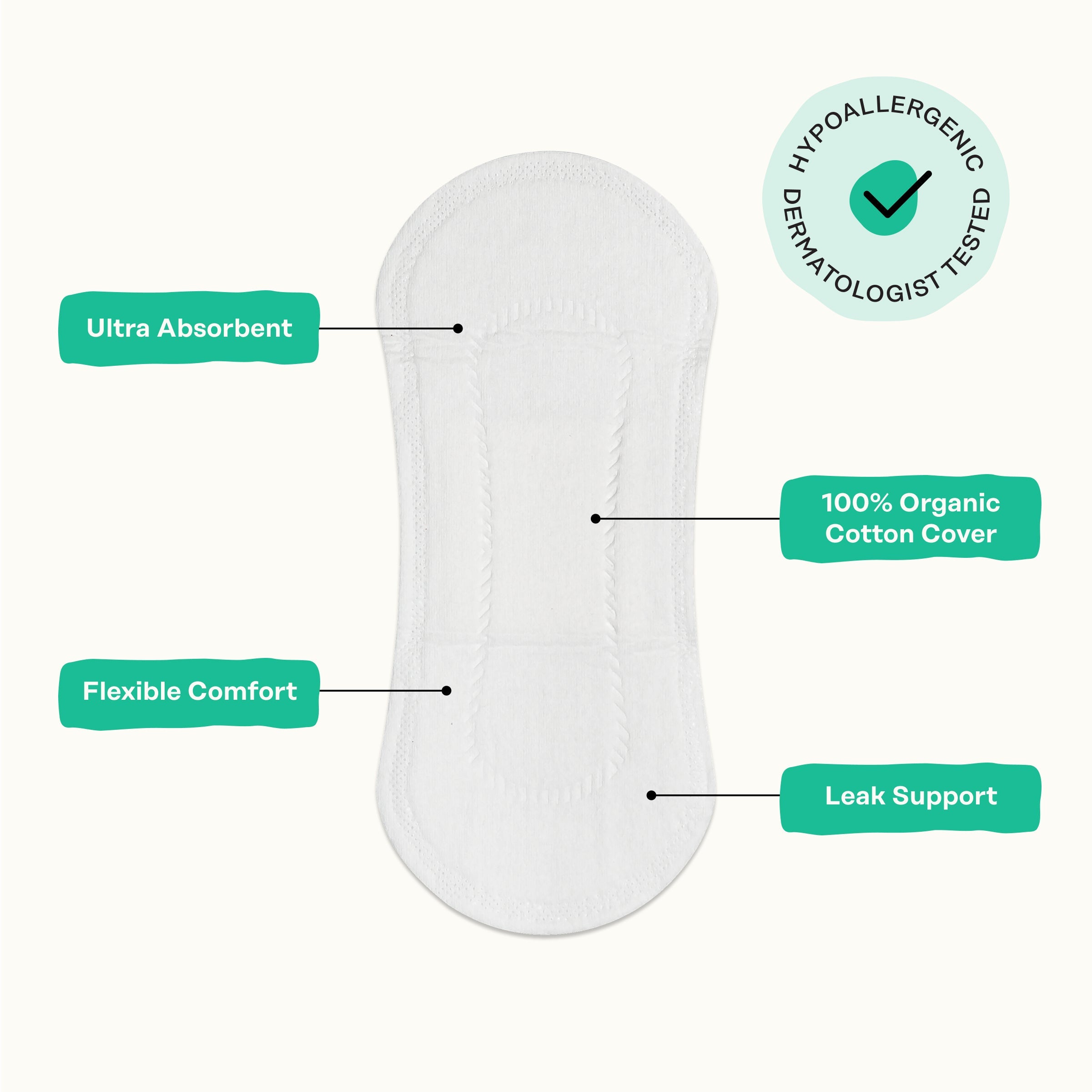 Organic Cotton Cover Cooling Herbal Infusion Regular Liners